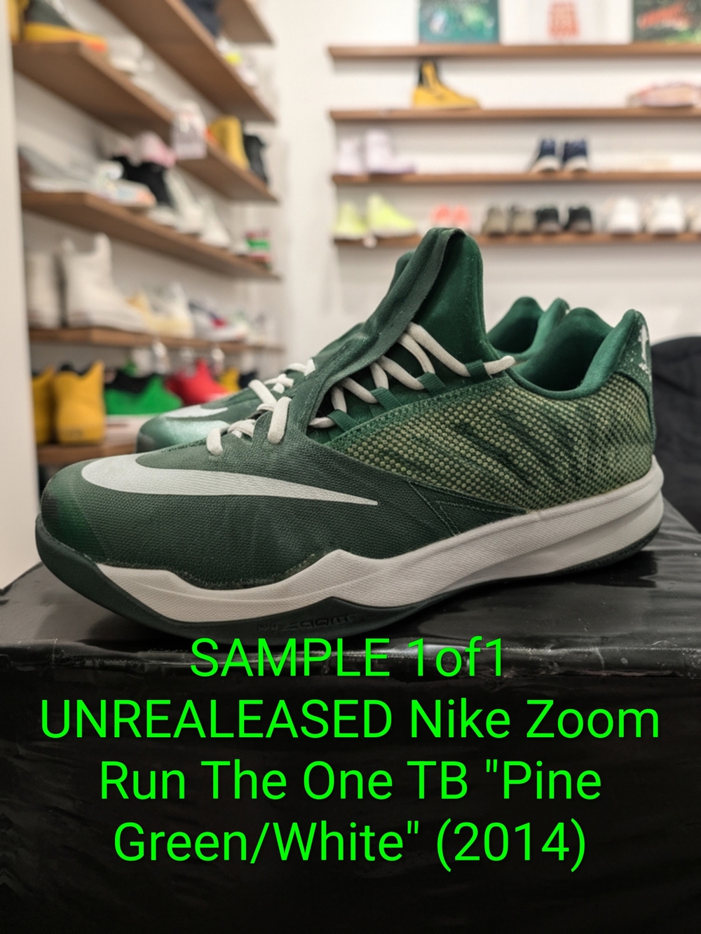 SAMPLE 1of1 Nike Zoom Run The One TB "Pine Green/White" (2014) Sz M9.5/W11 EUC